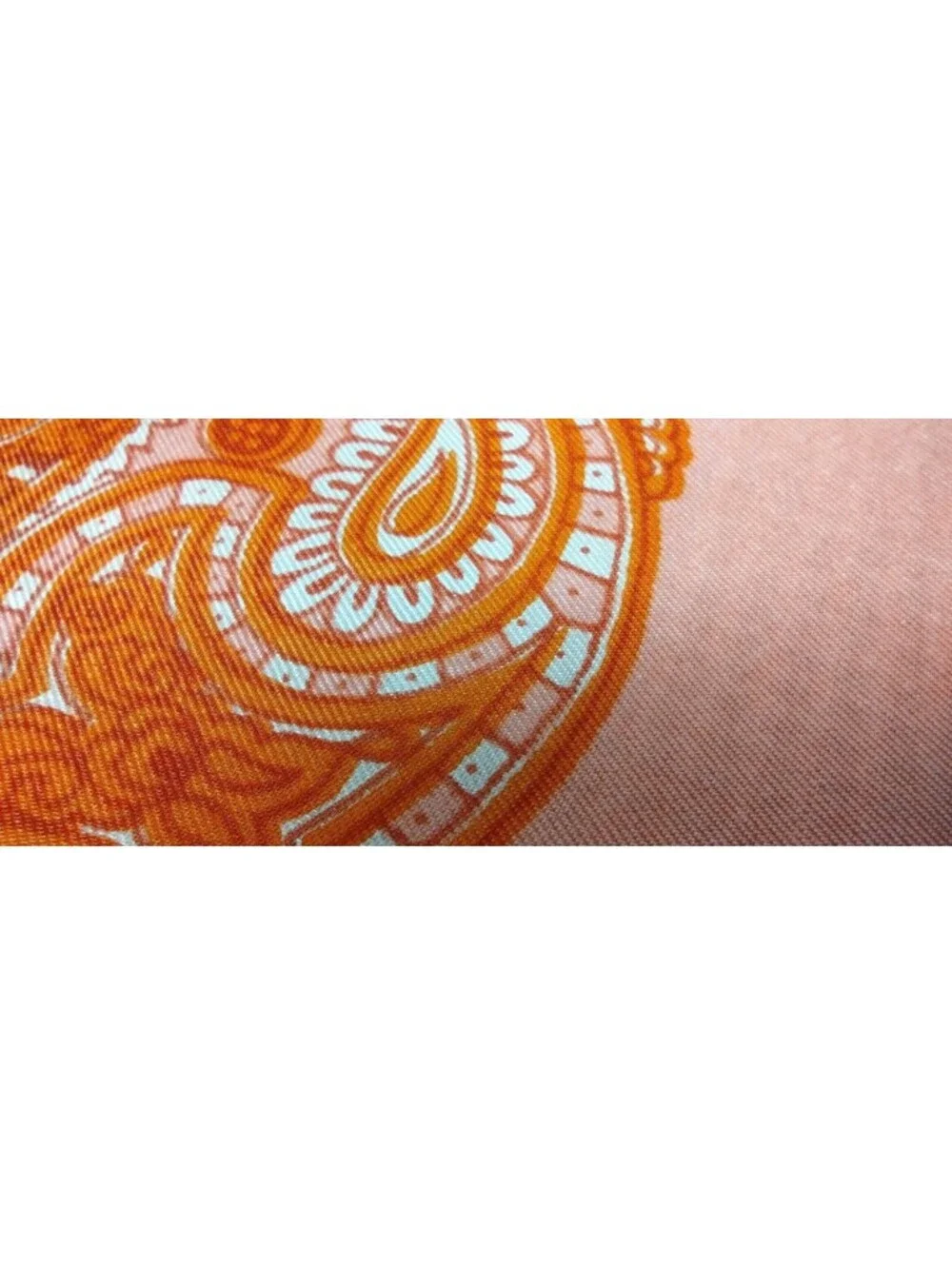 Vintage 60s 70s Boho Orange Paisley Silk Scarf Oblong Wide Hippie Bohemian Style